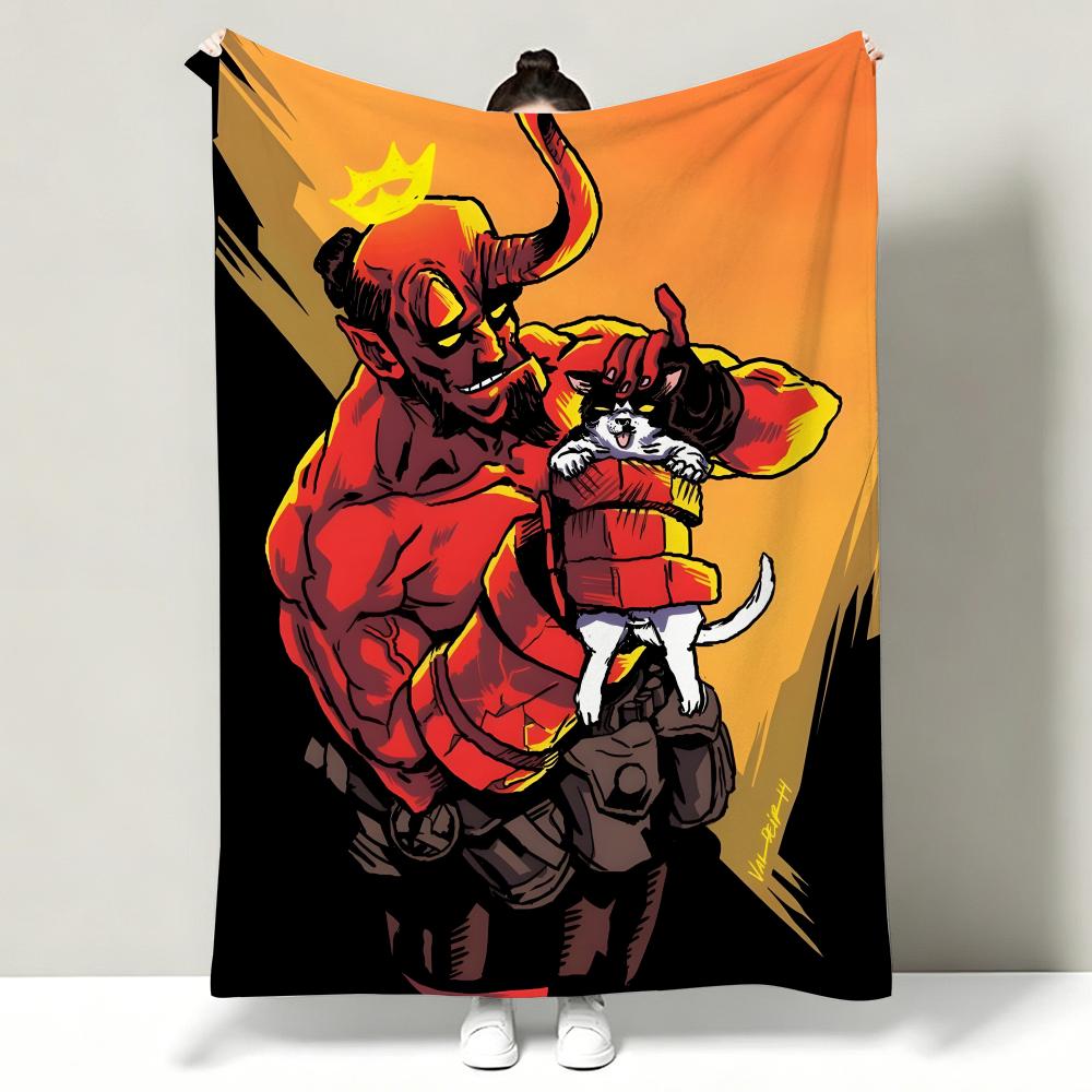 Movie HHellboy Throw Soft Warm Flannel Throw Blanket Multiuse for Sofa Bed Office Nap