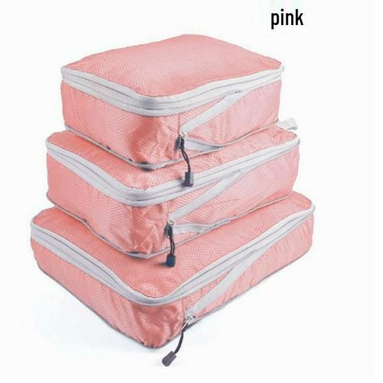 Three-Piece Travel Compression Bag Set: Digital Wash Kit, Makeup Organizer, Clothes & Shoes Storage
