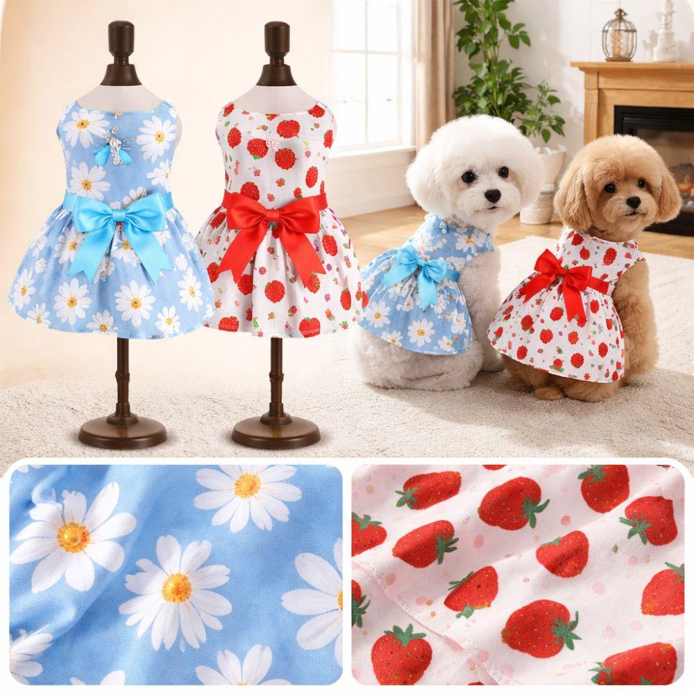 Daisy Pattern Summer Dog Princess Dress Dog‘s Spring Dress  For Puppy Poodle Chihuahua Etc
