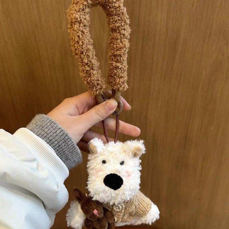 Breloc adorabil cu câine West Highland, breloc pluș cu animal, pandantiv pentru geantă, ornament pentru cheia mașinii pentru iubitorii de animale de companie la modă
