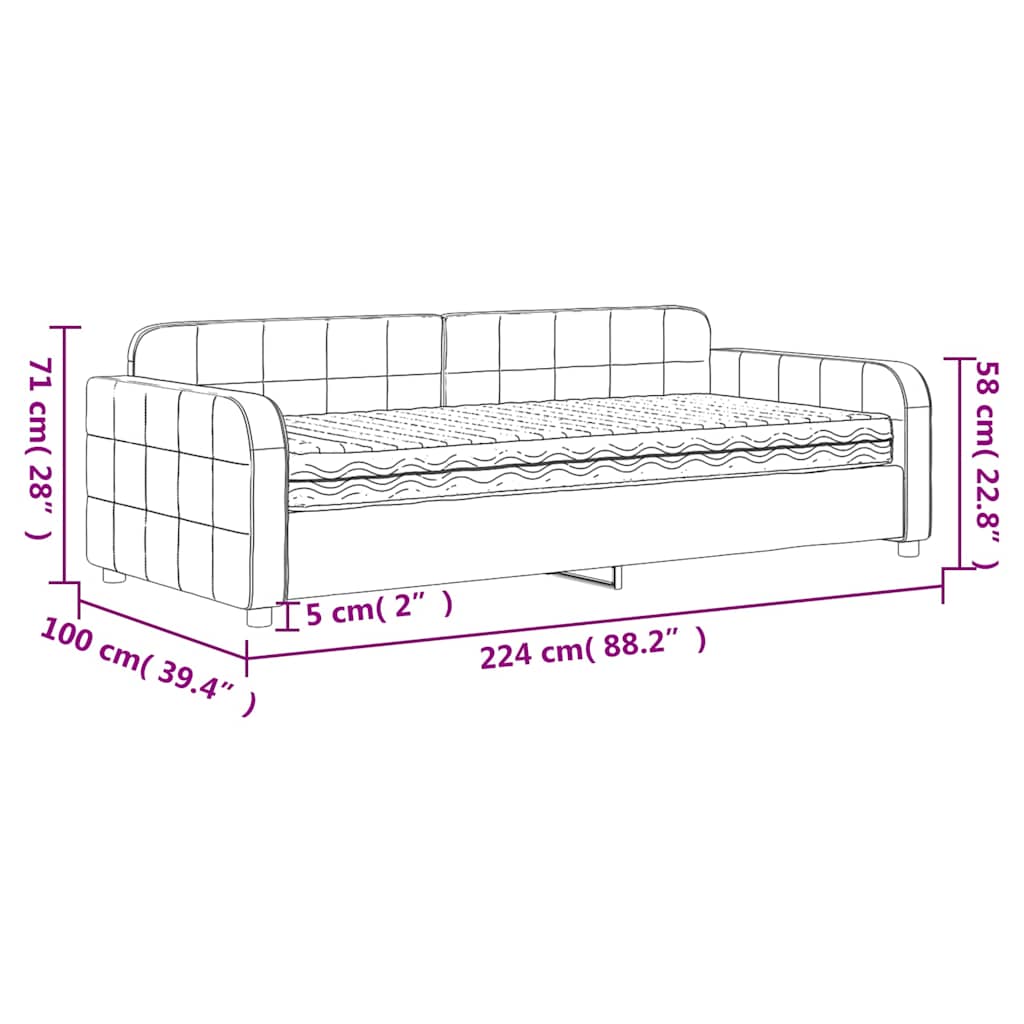 Daybed with Mattress Blue 90 x 200 cm Velvet