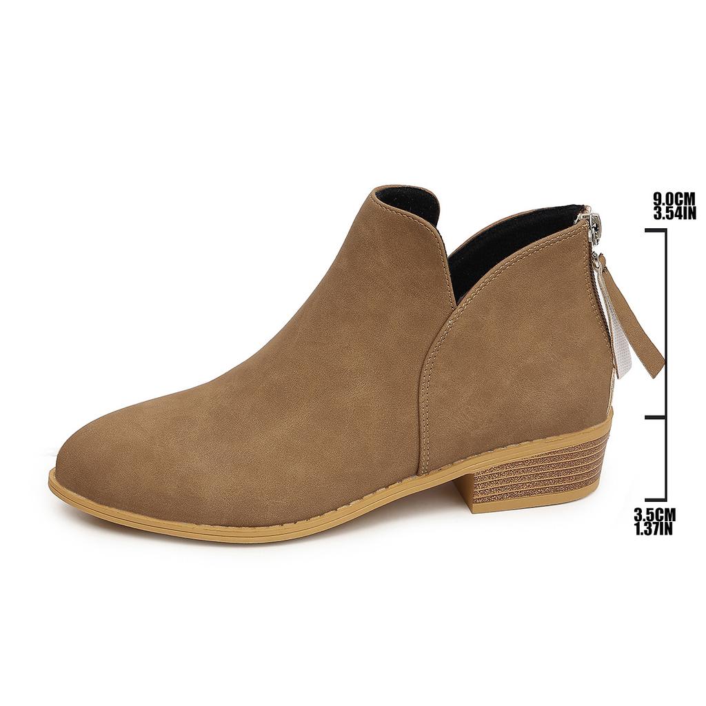 Autumn pointed back zipper fashion short Martin boots women's large size low heel thick heel temperament women's boots