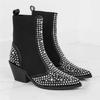 Square Heels Classic Fashion Rivets Elastic Ankle Boots Shoes Women Chelsea Boots