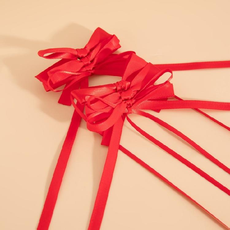 Stylish Long Ribbon Earrings Trendy Rose Knot Earrings with a Playful Long Ribbon Accent Ear Drop Accessory