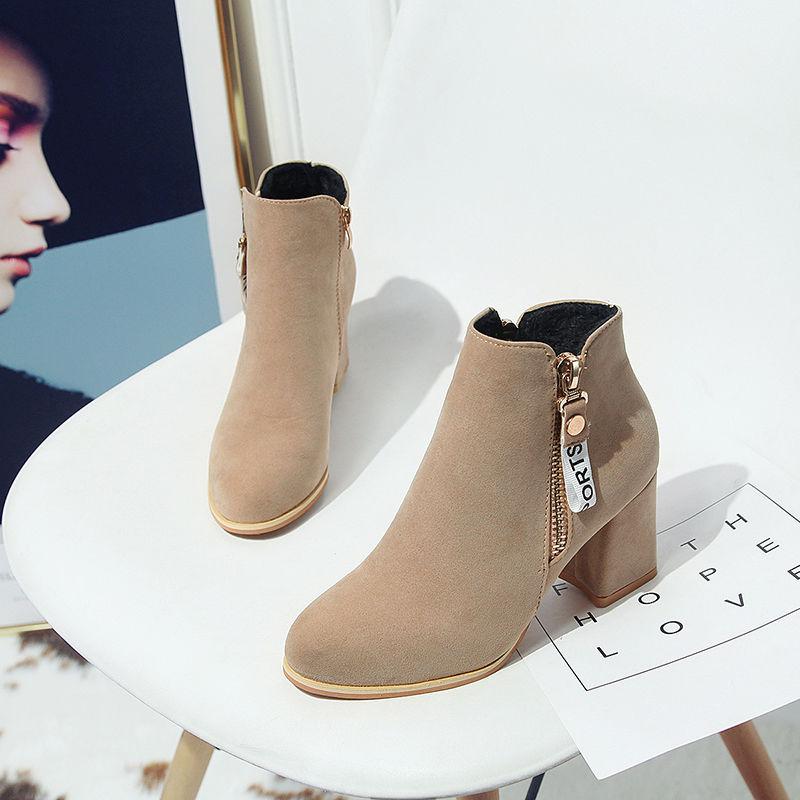 Fashion Heeled Ankle Boots for Women Autumn Winter Round Toe Booties Chic and Elegant Fashion 2025 Warm Woman Short Shoes On Promotion