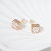 Simple Square Zirconia Stud Earrings for Women Golden Earring Jewelry Party Accessories