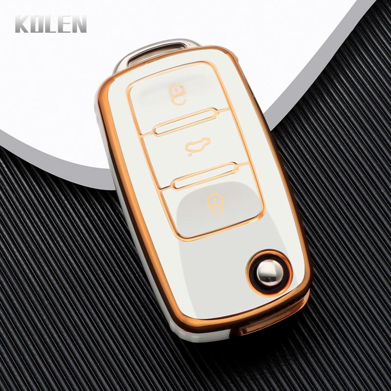 ABS Carbon Fiber Car Key Case Cover Shell For VW Volkswagen Polo Golf Passat Beetle Tiguan Seat Leon Altea Skoda Octavia Kodiaq