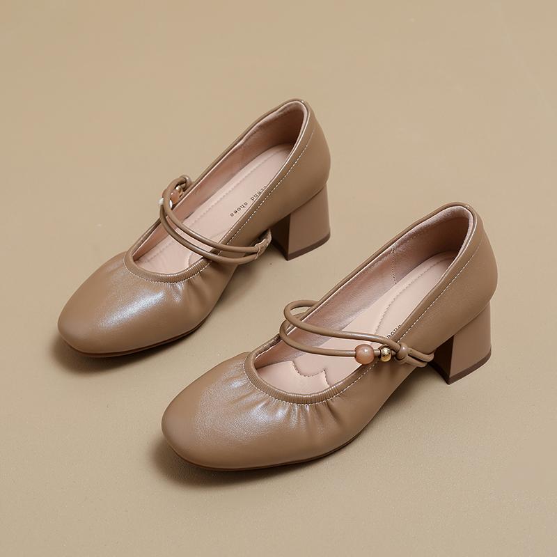 

Fashion Autumn Women Mary Jane Shoes Fashion Shallow Thick Heel Shoes 2025 Spring Autumn Ladies Outdoor Party Stripper Pumps 35 хаки