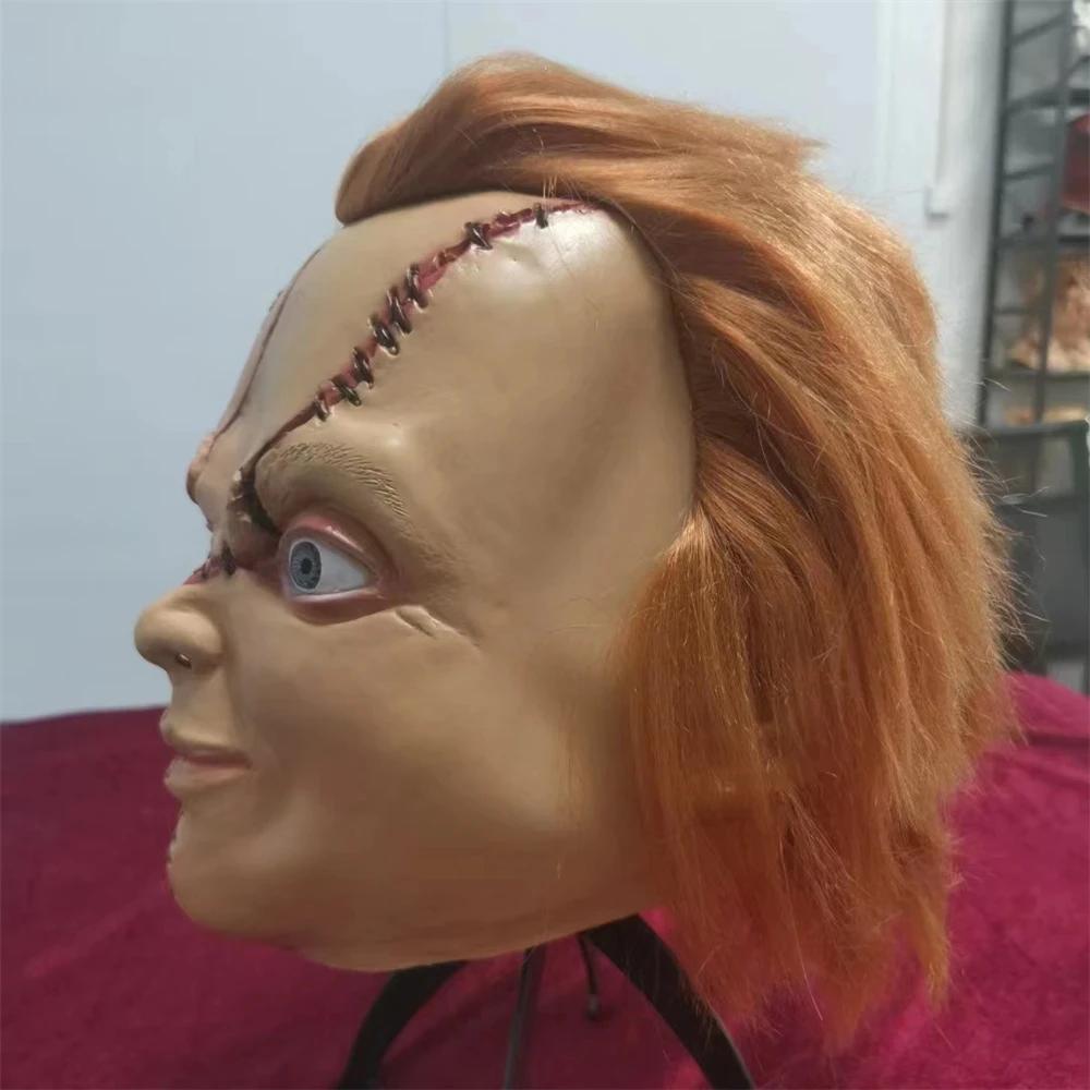 1 PC Horror Ghost Doll Chucky Mask Halloween Scary Latex Full Face Helmet Scar Masks With Hair Cosplay Costume Party Props