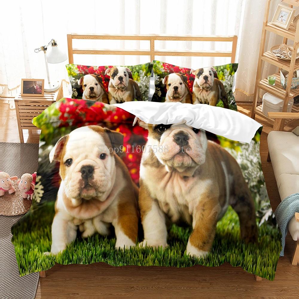 

Lovely Dogs Animal 3D Bedding Sets Cute Husky Duvet Quilt Cover Set Kids Comforter Bed Linen Pillowcase Pets Dog cot size 70x130cm2pc