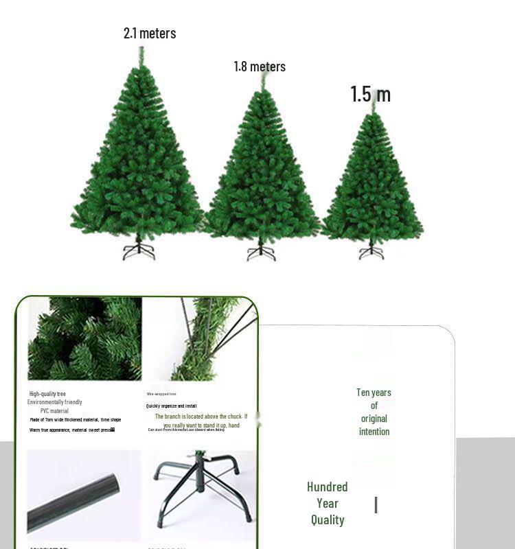Christmas Tree & Decoration Set: 1.5/1.8/2.1/3M Sizes for Home & Mall Decor