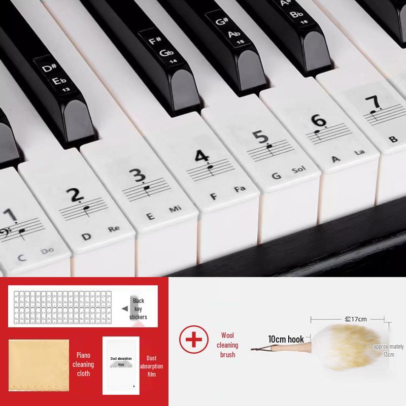 Colorful Piano Keyboard Stickers for 88, 61, and 54 Keys - Note Stickers with Numbers and Staff for Electronic Keyboards