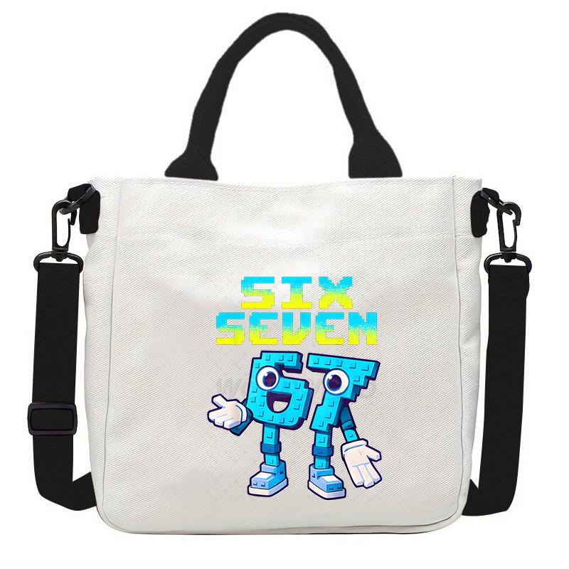 Steal a Brainrot 67 Printed Student Crossbody Bag Casual Canvas Shoulder Bags