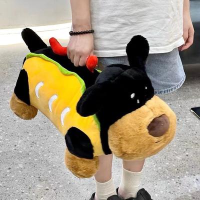 New Cute Hot Dog Burger Dog Plush Toy Comfortable Long Dog Throw Pillow Doll Grab Machine Exchange