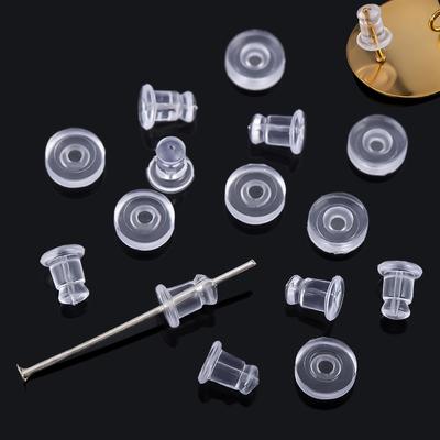 50pcs-1000pcs Soft Silicone Rubber Earring Back Stopper for Stud Earrings DIY Earring Findings Accessories Bullet Tube Ear Plugs