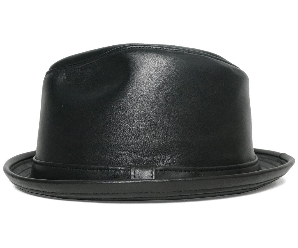 [New York Hat] 9204 Lambskin Fedora (Black, L)