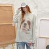 UNIFREE Cute Animal Print Lace Trim T-Shirt