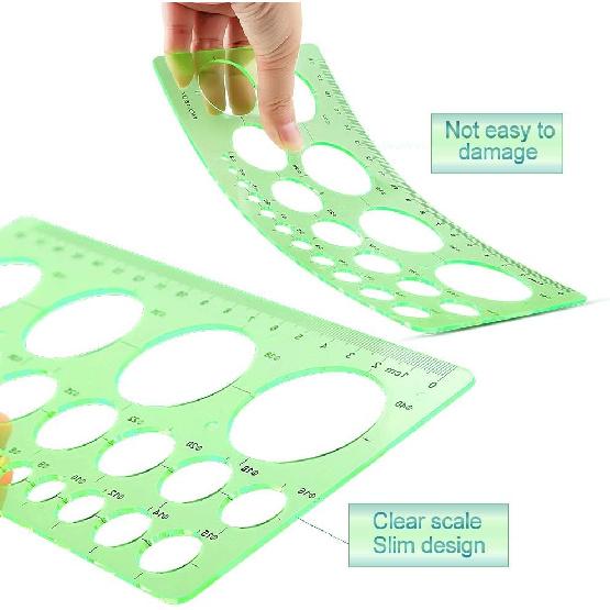 Angrox Geometric Drawings Templates Measuring Geometry Rulers 15 Pcs with 1 Pack File Bag for Design School Studying Office Building…
