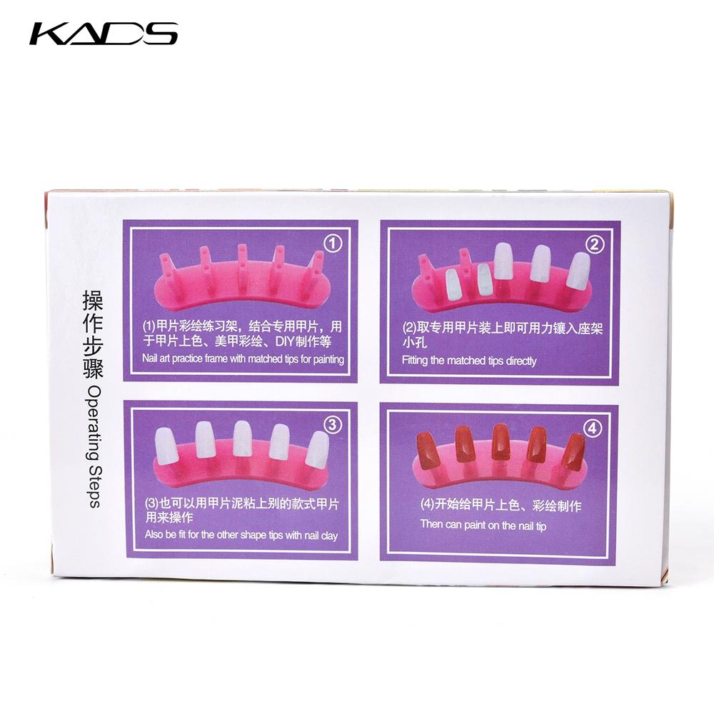 kads 3pcs Plastic Tip Stand Display with 10 Natural False Nail Tips Practice Training Use Nail Art False Tips Training Tool