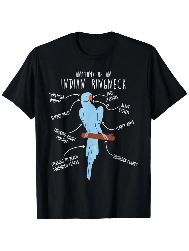 Indian Ringneck Parrot Anatomy Funny Cute Pet TShirt Unisex T-Shirt M