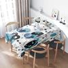 Modern Space Pattern Dining Tablecloth Blue Black Colorful Design for Home Decoration