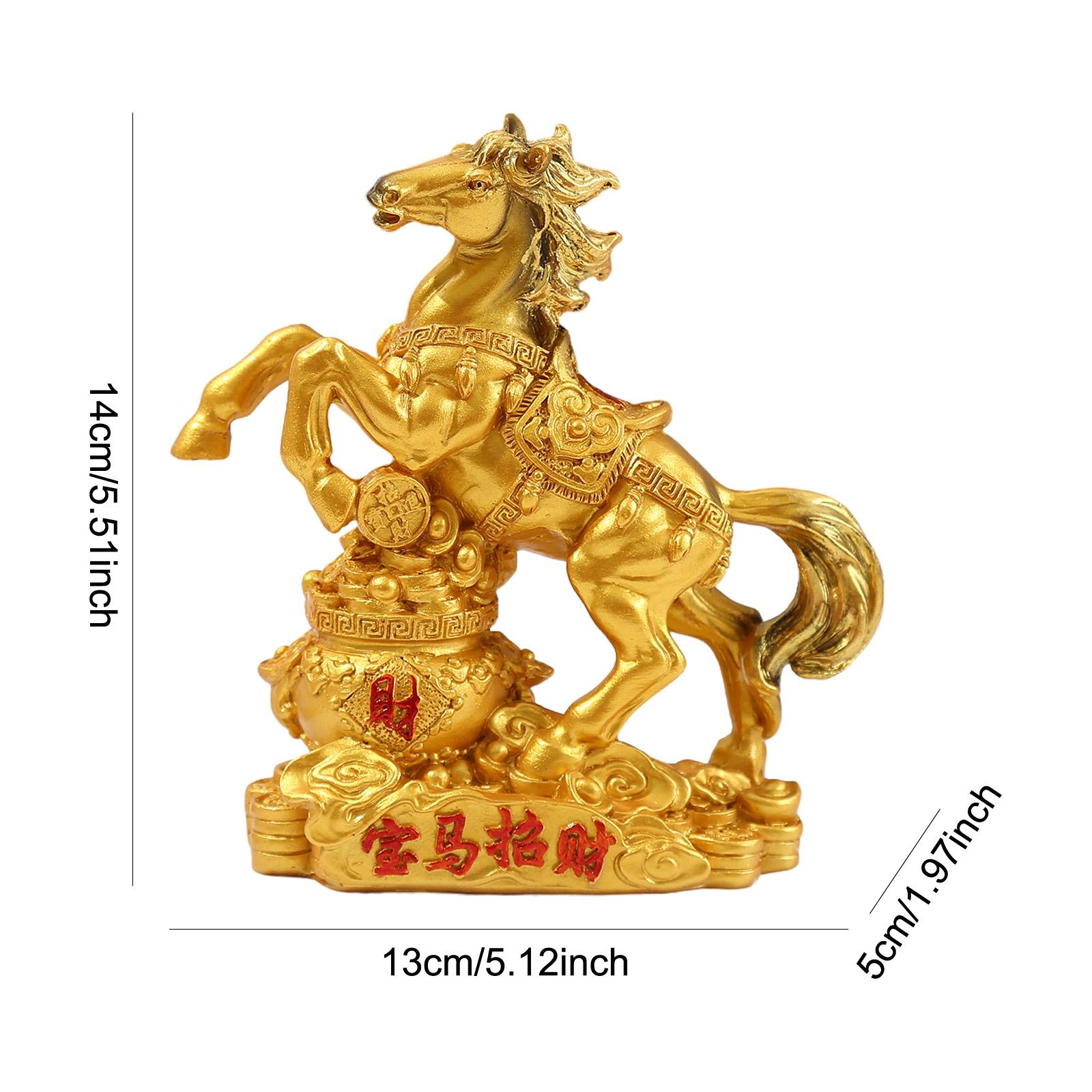 

Resin Horse Statue Year of The Horse 2026 Decor Figurines Zodiac Horses Sculpture Chinese New Year 2026 Home Office Decorations золотой
