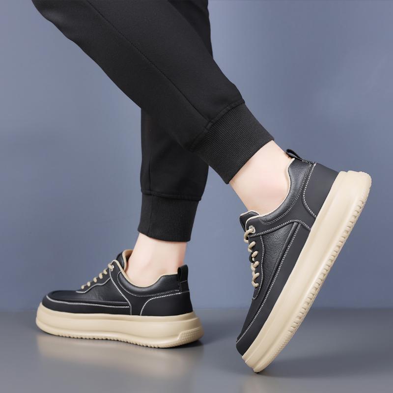 Fashion Fashion Brand Skate Shoes Men's Leather Platform Casual Shoes Wear-resistant Men's Oxford Flats Versatile Outdoor Walking Shoes
