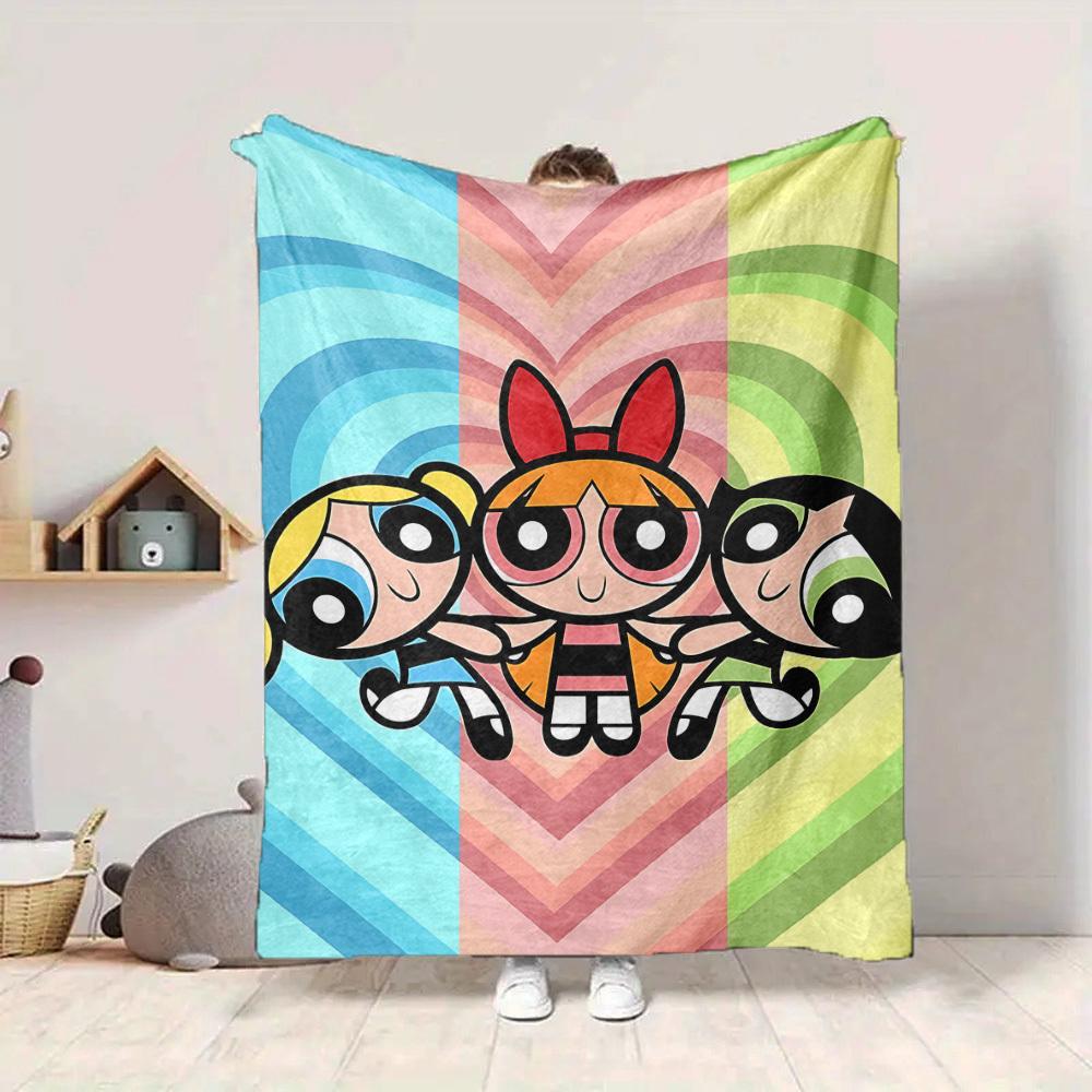 1pc Powerpuff Girls Flannel Throw Blanket Lightweight Soft Warm All Season Blanket for Sofa, Bed, Travel,L1028006