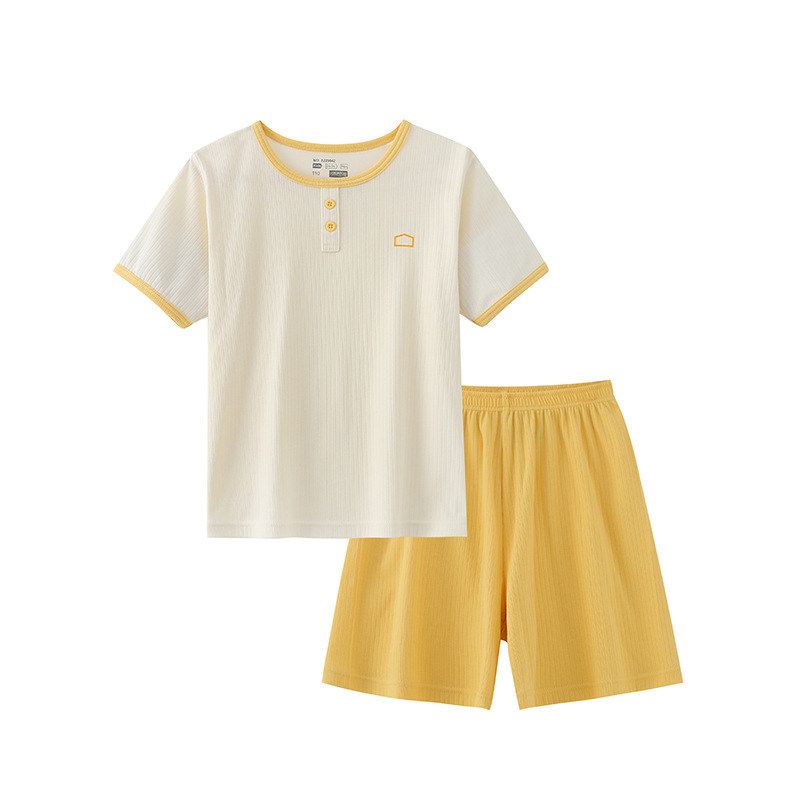 Short-Sleeved Suit, New Summer Style, Half-Sleeved Long Pants for Boys and Girls, Home Clothes, Dopamine Wear, Children's Clothing Two-Piece Set