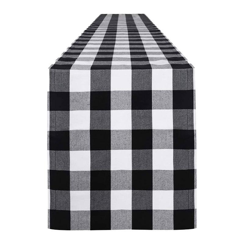 Christmas Table Runner Red and Black Checkered Tablecloth Merry Christmas Decorations For Home Navidad Noel Gifts Tablecloth