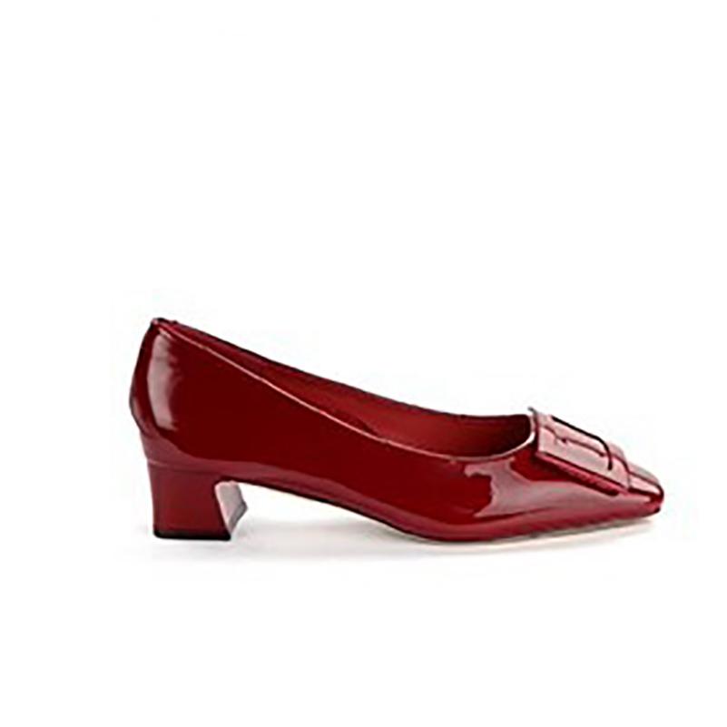 

Жіночі туфлі-човники з квадратним носком і масивними підборами з металевим декором Туфлі в рукавичках Жіноча модна кар’єрна взуття Весна-осінь Чорний 40 39 червоний