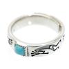 925 Silver Turquoise Kokopelli Ring C6 Free Size Flat Square Ring [Silver One] Men's