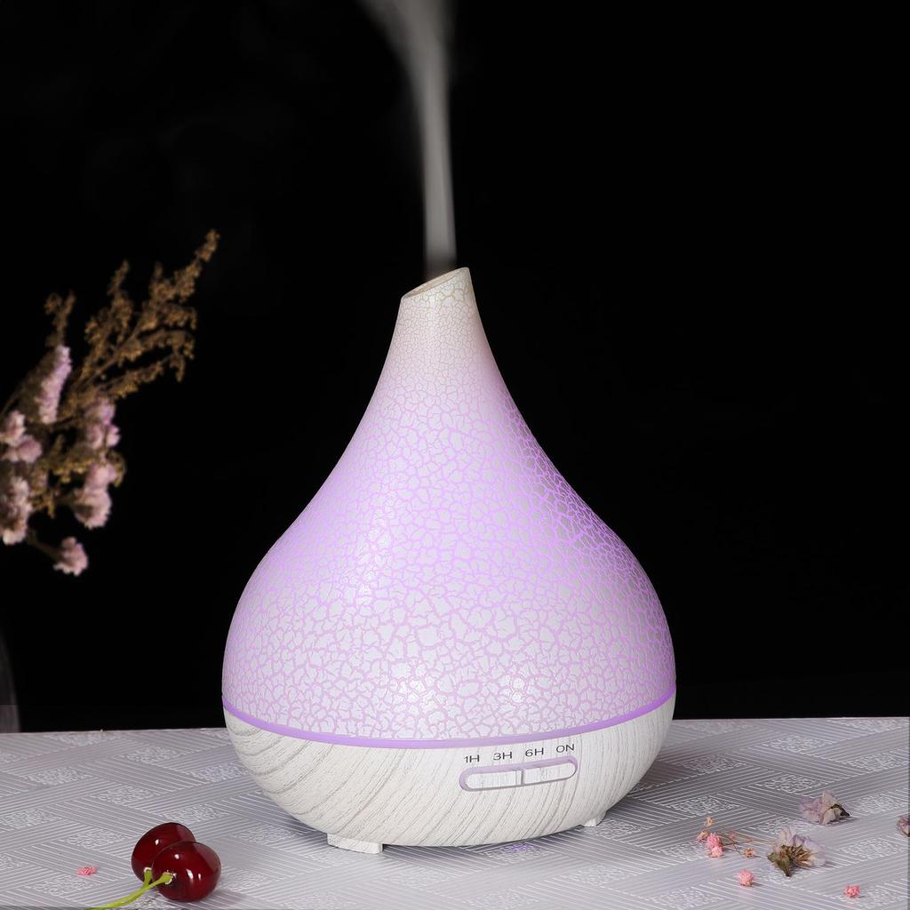 Wood Grain Aroma Diffuser & Humidifier - 400ML, Seven-Color LED