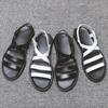 Summer Beach Sandals Mens Shoes Casual Soft Leather Men Sandals Flat Holiday Beach Sandals Male Black White Shoes N039