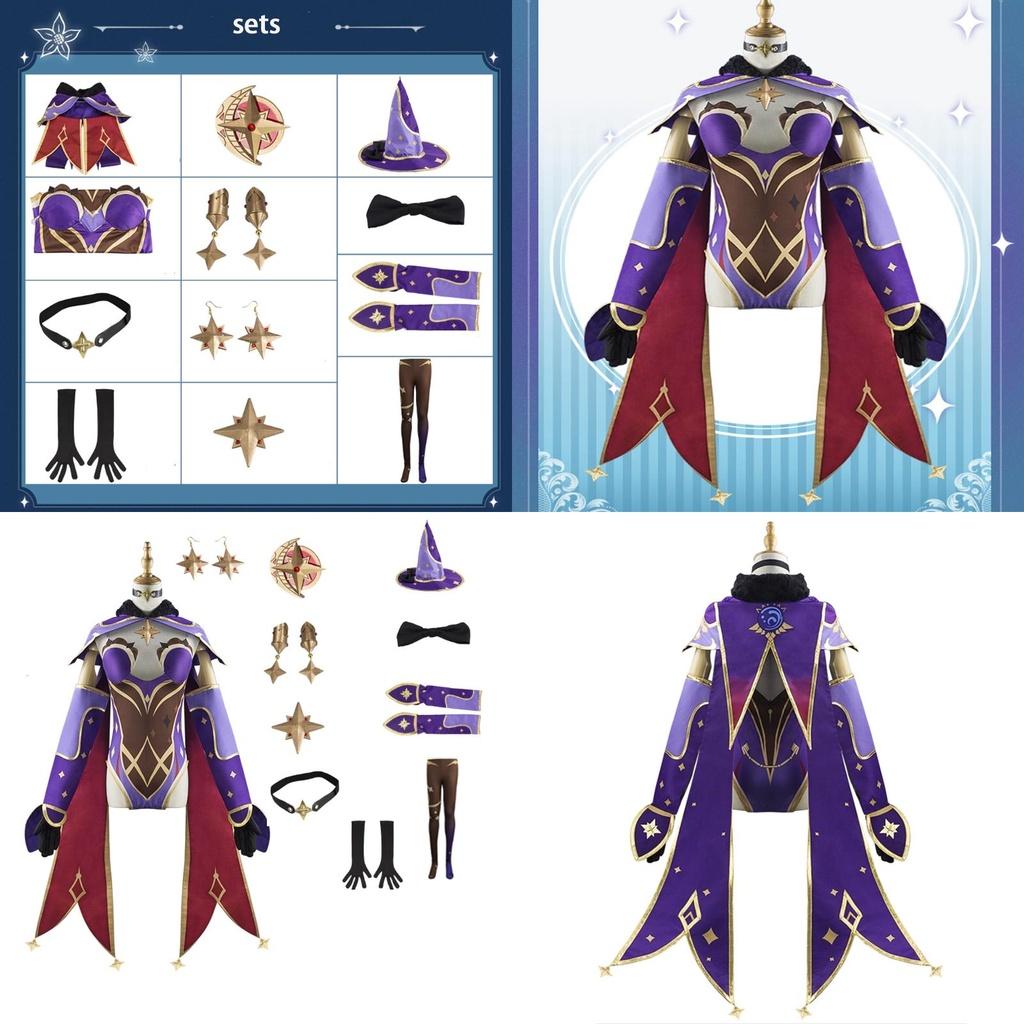 Mona Cosplay Costume Full Sets Handmade Custom Made High Elasticity