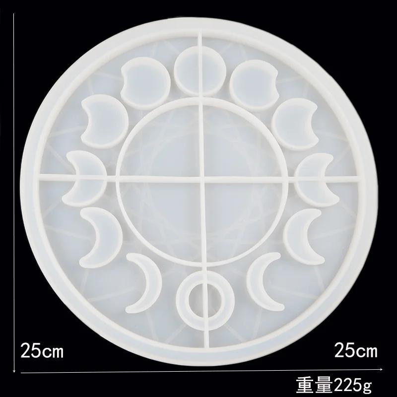 New DIY Crystal Glue Mold Lunar Eclipse Moon Phase Ornament Plate Star Moon Clock Dial Silicone Mold Set
