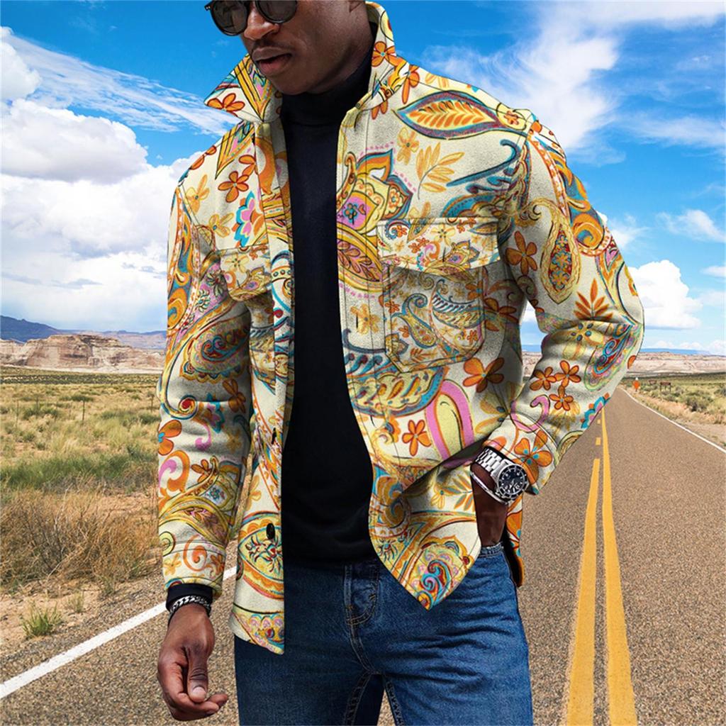 Herenmodetrend dagelijks casual bedrukt donsjack met lange mouwen en knopen