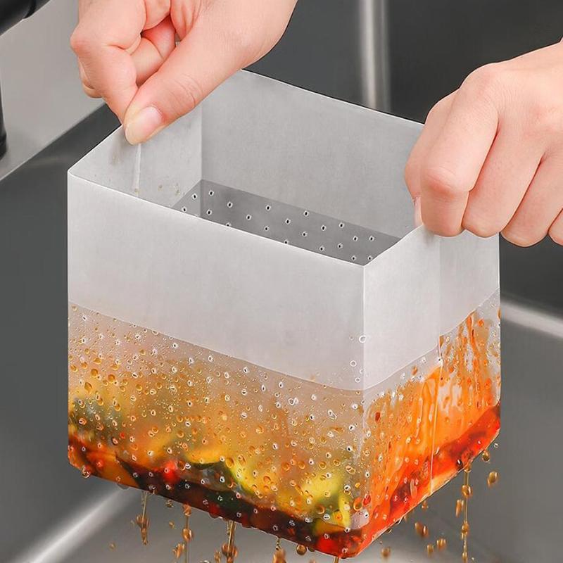 30PCS Anti-Clogging Kitchen Sink Drainage Bags Disposable Leftover Vegetable Waste Bag Stand-Up Foldable Sink Strainer Bag