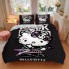 3pcs Cool Rock Hello Kitty Pattern Bedding Three-Piece Set (1 Cover + 2 Pillowcases, No Fillings),  Soft and Comfortable W021