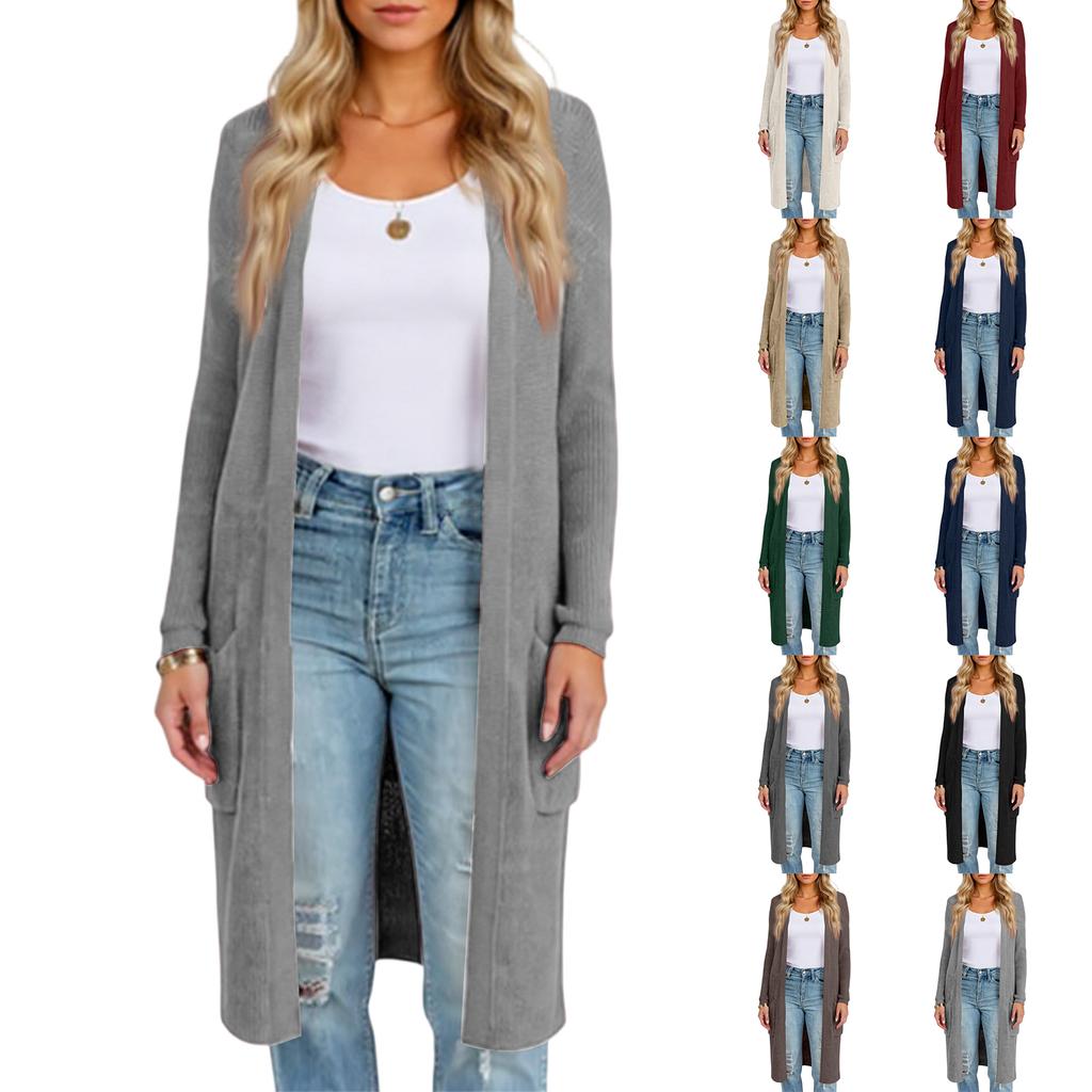 Fashionable Women's Long Knitted Sweater Cross-border  Winter Knitted Jacket