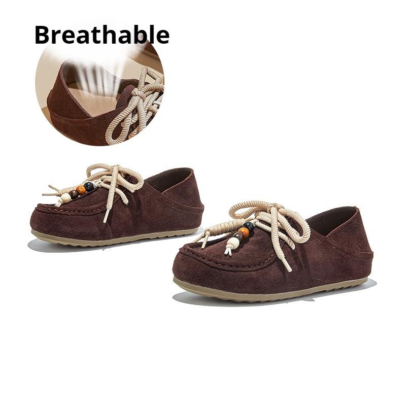 Two-way Genuine Leather Kangaroo Shoes Flat-soled Dexter Shoes Casual Women s Shoes All-match Small Leather Shoes 35 4719₽