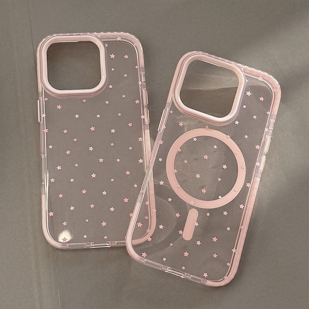 Girls Pink Star Suitable for Apple 16 Promax Mobile Phone Case Iphone13 Anti fall 15 Full Coverage 14 Magnetic Suction 11 Korean