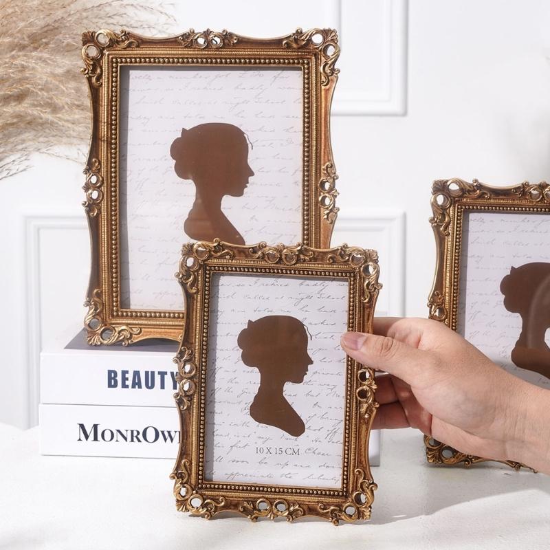 Antique Ornate Square Photo Frame for Tabletop Wall Display,Retro Picture Frame,Decorative Photo Frame Home Decors