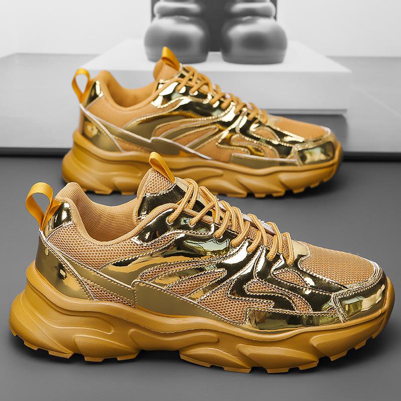 Fashion Spring Gold Sports Shoes Breathable Casual Sneakers Men Comfort Platform Men's Sneakers Large Size 46 Chaussure Hommes