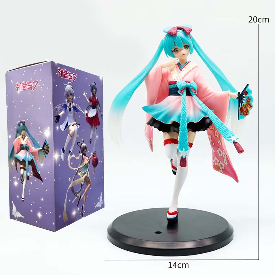 Hatsune Miku Desktop Cute Action Figure 20cm Neko Ears T-Shirt Ver. Anime Figurine Kawaii Girl Model Toy - Adorable Decor wi di