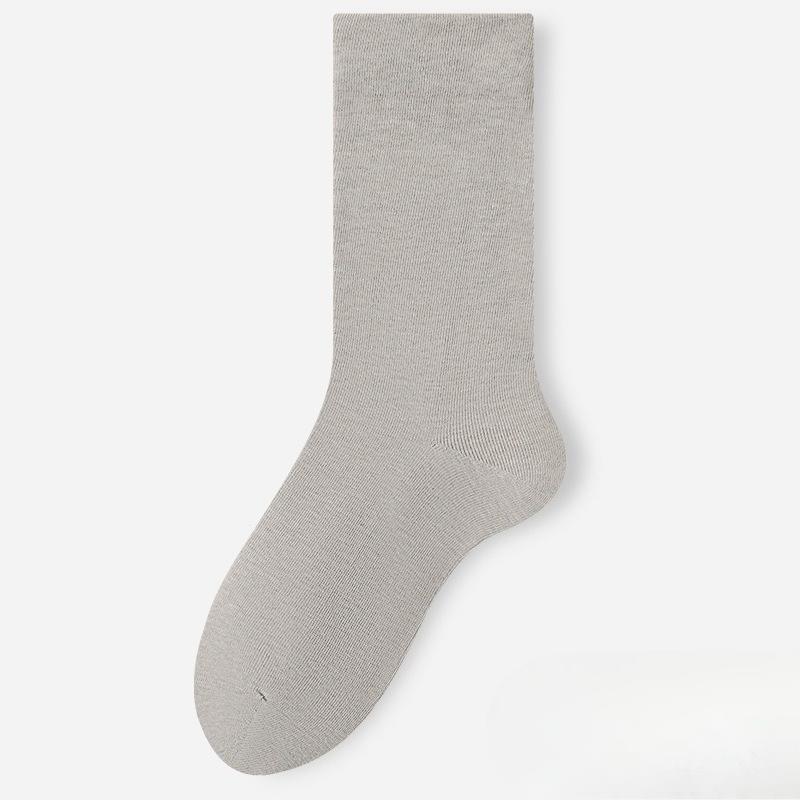 Cotton Socks - Fall and Winter Unlined Mid-calf Socks with Loose Elastic Cuffs, Anti-bacterial and Odor-resistant, Pile-up Socks