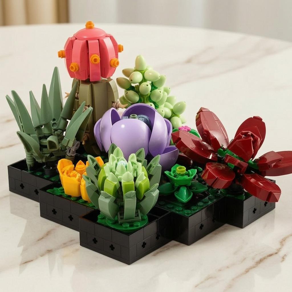 Creative Succulent Plant Model Kit With Abs Plastic Blocks For Kids Diy Educational Toy