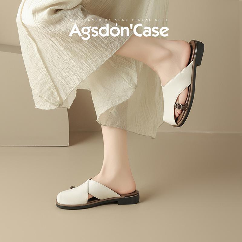 Augustine slippers women's 2025 new summer outer wear bag head half-drag sandals are beautiful with skirt flat-bottomed sandals