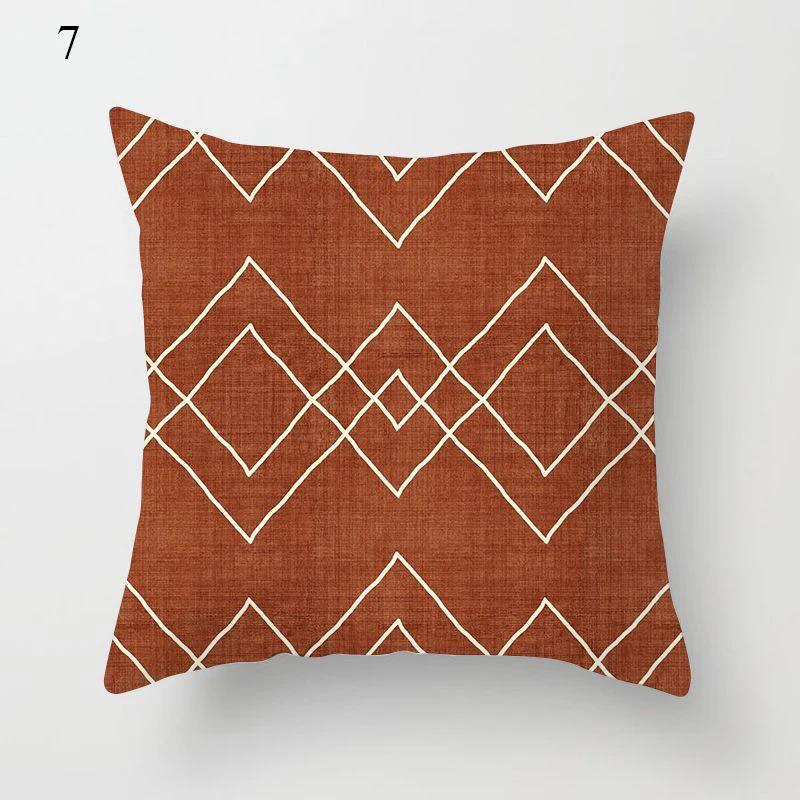 Brown Series Modern Simple INS Pillowcase Square Sofa Pillow Cover Striped Lattice Cushion 45*45cm
