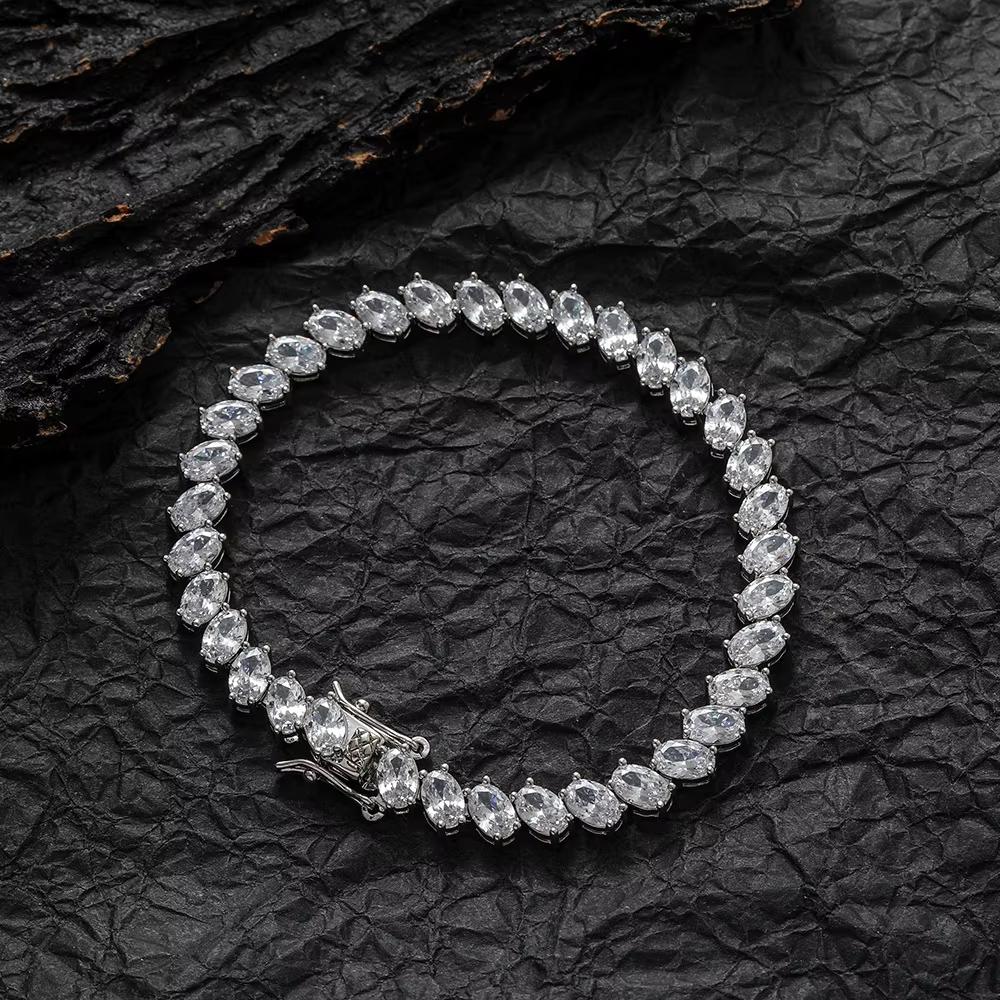 Luxury Micro Pave Setting High Quality Zircon Hip Hop Tennis Chain Bracelet Women 18K Gold Plated Jewelry